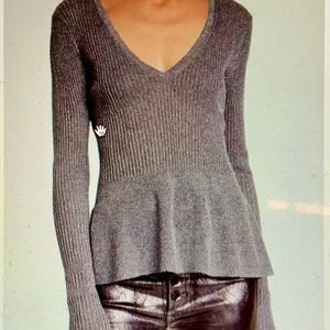 Veronica Beard Esmeralda Metallic Peplum Sweater.